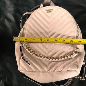 Victoria's Secret Blush Pink Quilted Mini Backpack with Gold Chain Accent